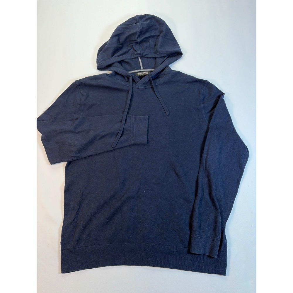 Banana Republic Mens XL Navy Blue Pima Cotton Cashmere Knit Pullover Hoodie
